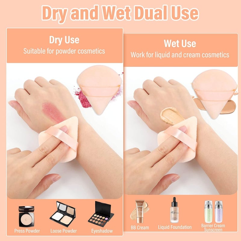 Thrilez 20pcs Triangle Powder Puff, Loose Powder Puffs Makeup Puff for Face Powder, Setting Powder Puff for Make Up, Face Puff Pads for Press Powder, Sponge Powder Applicator for Face and Eye (Beige) - Image 4